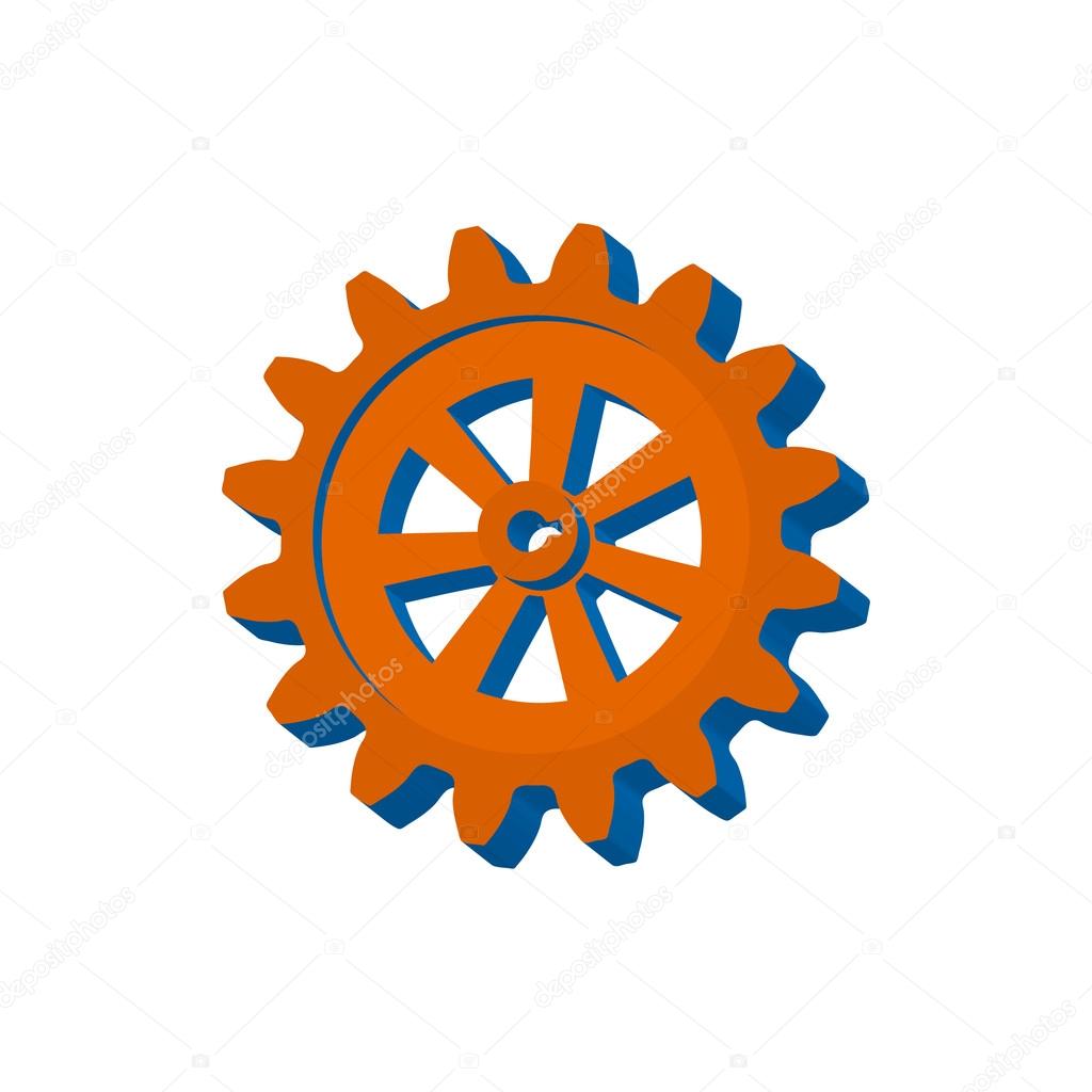 3d cogwheel icon isolated on white background. Vector illustrati