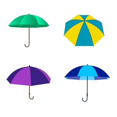 şemsiye izole üzerinde beyaz arka plan ayarlayın. Vektör çizim.