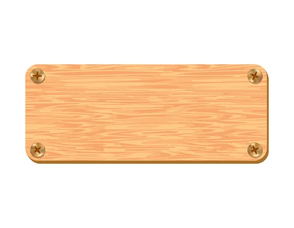 Placa de madeira em branco isolada sobre fundo branco. Vector illustra — Vetor de Stock