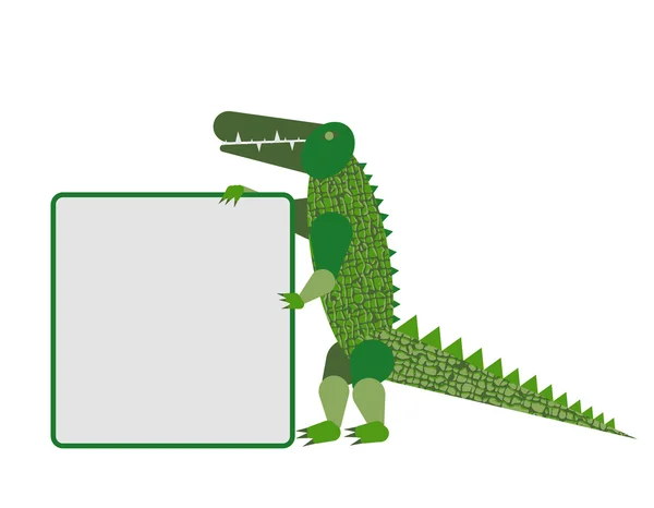 Abstracte krokodil toont een leeg scherm geïsoleerd op witte backg — Stockvector