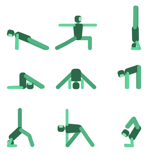 Conjunto de iconos de postura de yoga. Colección de asanas.Ilustración vectorial . — Vector de stock