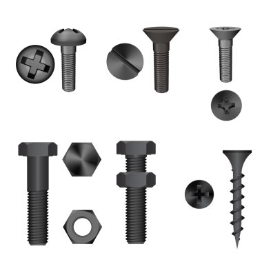 metal vida izole üzerinde beyaz arka plan ayarlayın. Vektör illustra