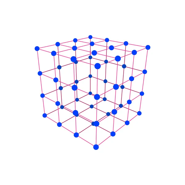 キューブの形で分子の格子。ベクトル図. — ストックベクタ