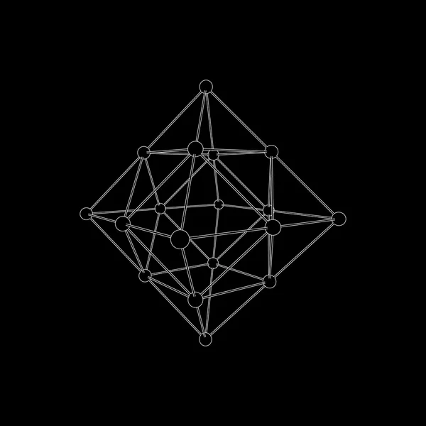 Estructura molecular en forma de octaedro. Vector illustr — Vector de stock