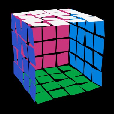 Soyut kırık 3d kutusunu açın. Siyah arka plan üzerine izole.