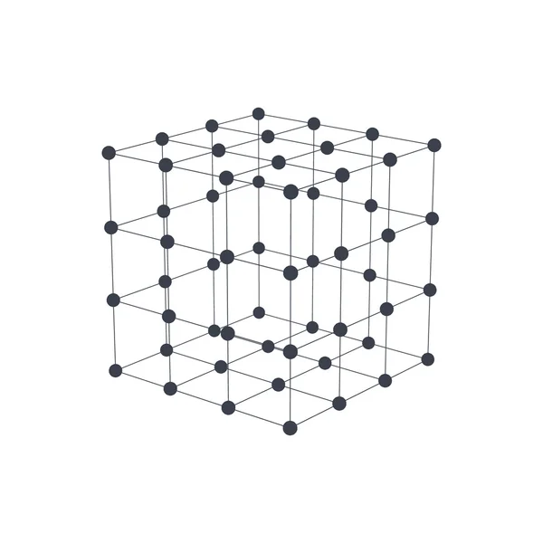 Rede molecular na forma de um cubo . — Vetor de Stock