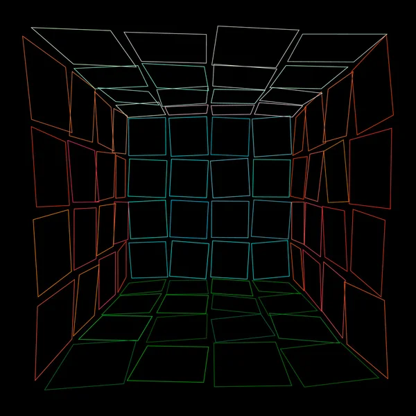 Abstracte gebroken 3d open vak. Vectorillustratie-overzicht. — Stockvector