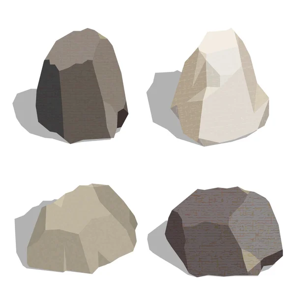 Conjunto de piedra isométrica aislada sobre fondo blanco . — Vector de stock