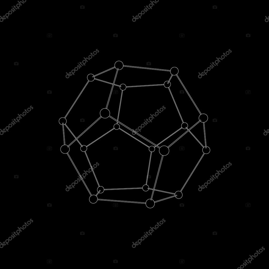 Molekulare Struktur in Form eines Dodekaeders. Vektorunlust