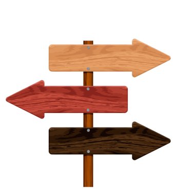 izole üzerinde beyaz arka plan çivilenmiş gerçekçi ahşap ok set. 