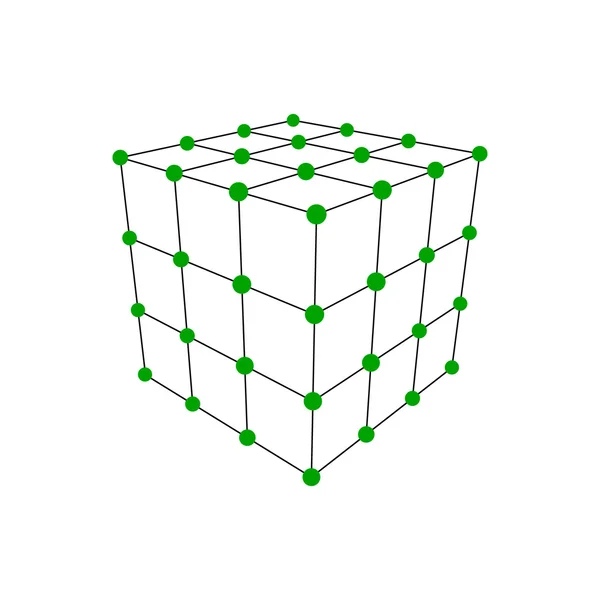 Moleküler kafes bir küp şeklinde. Vektör çizim. — Stok Vektör