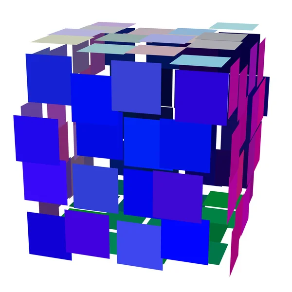 Cube 3d cassé abstrait. Isolé sur fond blanc . — Image vectorielle