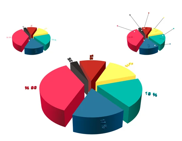 Modelo de gráfico de torta 3d. Ilustração vetorial colorida . —  Vetores de Stock