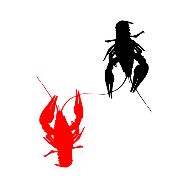 Langoesten silhouet. Vectorillustratie. — Stockvector