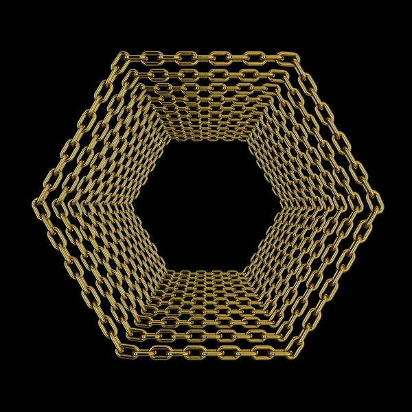 Gyllene kedja i form av hexagon set. — Stockfoto