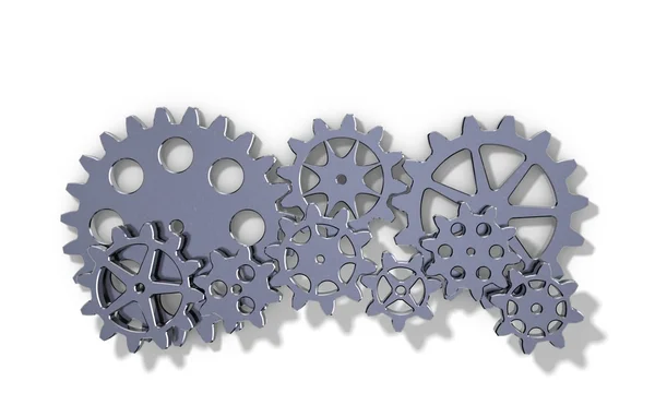 Metallic cogwheel set. 3D rendering illustration. — Stock Photo, Image