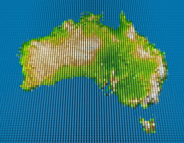 Carte pixel de Australie. Illustration de rendu 3D coloré . — Photo