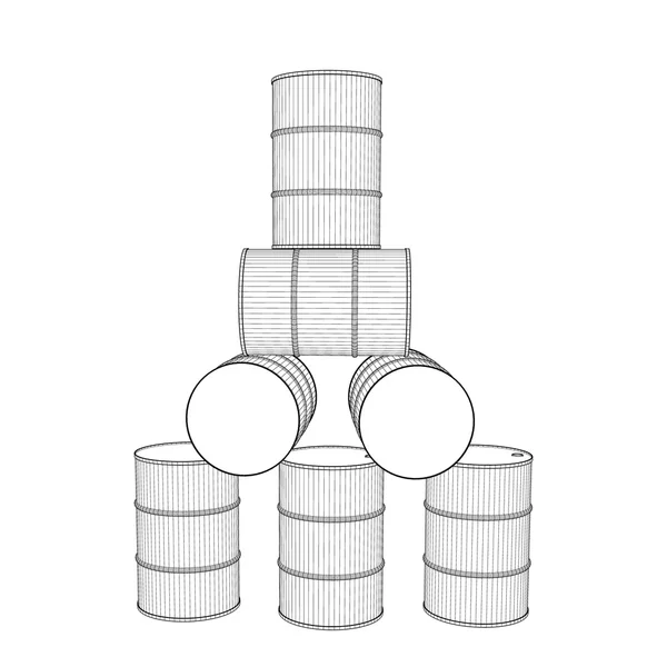3d barrel set.Vector outline illustration. — Stock Vector