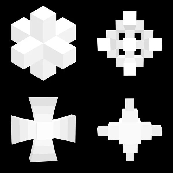 Абстрактный геометрический набор трехмерных объектов. . — стоковый вектор