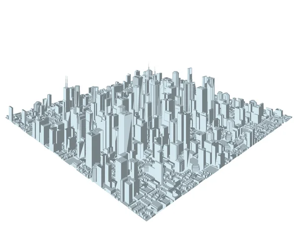 3D model of city on white background. Vector. — Stock Vector