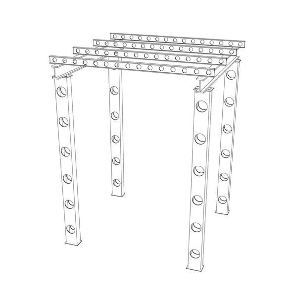 3D építési a fém távolsági. Vektor szerkezeti ábra. — Stock Vector