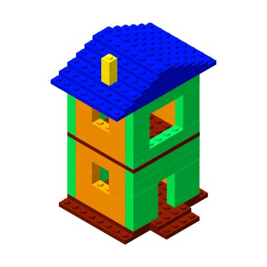 Plastik inşaat bricks.3d izometrik stil evden.