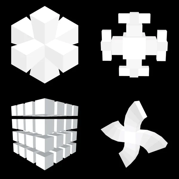 Set astratto di oggetti geometrici 3d. Illustrazione vettoriale . — Vettoriale Stock