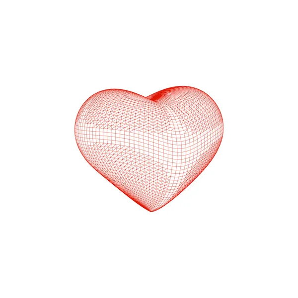 3D czerwone serce. Ilustracja wektorowa konspektu. — Wektor stockowy