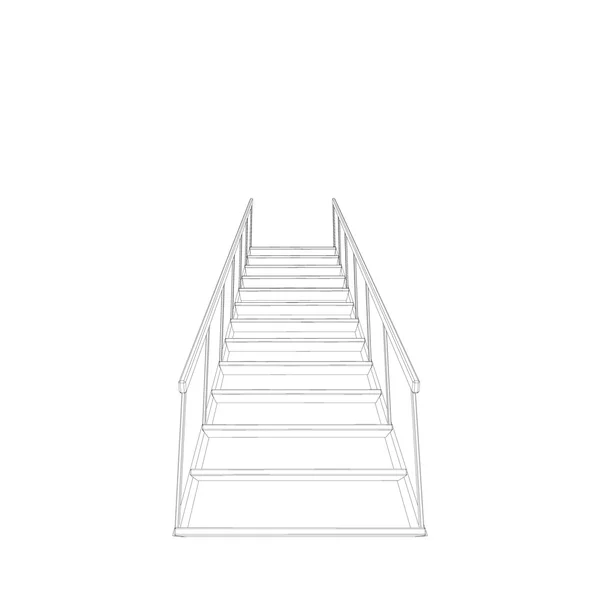 楼梯。3d 矢量轮廓图。底部视图. — 图库矢量图片