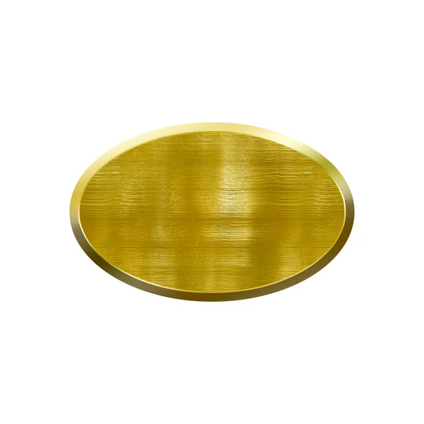 Crachá Metal Com Borda Metálica Forma Oval Isolado Sobre Fundo — Fotografia de Stock