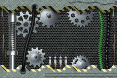Soyut metal desenli endüstriyel arka plan. 3B resimleme.