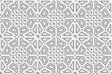 Soyut Geometrik 3 boyutlu beyaz arkaplan. Kusursuz desen. Resim oluşturuluyor.