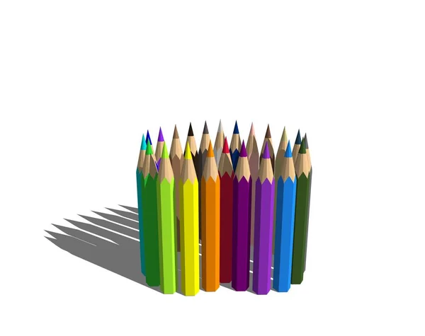 Crayons Couleur Isolé Sur Fond Blanc Illustration Rendu — Photo