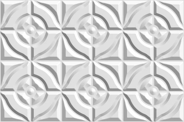 幾何学的な装飾的な3Dホワイトの背景 シームレスなパターン レンダリング図 — ストック写真