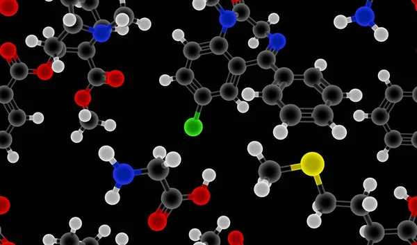 Modelos Fondo Molecular Patrón Sin Costuras Ilustración Representación —  Fotos de Stock