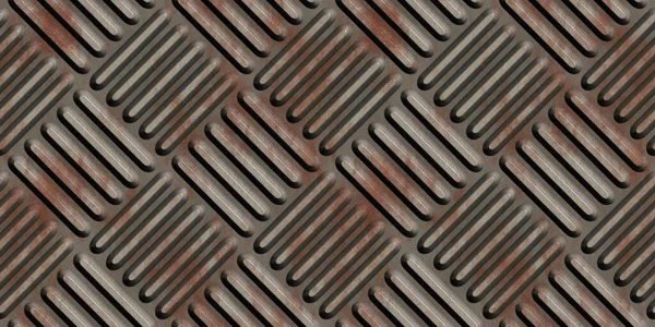 Rust Kovové Podlahové Desky Pozadí Bezproblémový Vzorec Vykreslovací Ilustrace — Stock fotografie