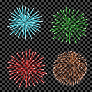 havai fişekler izole ayarla. Vektör çizim.