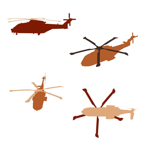 Helikopter silhuett set. — Stock vektor