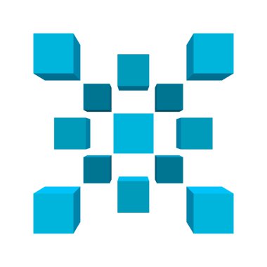 Soyut 3d küp. Vektör çizim.