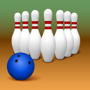 Bowling pin ve bowling topu.