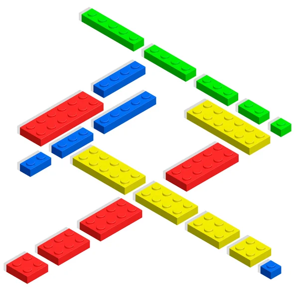 3D isométrico brinquedo blocos de plástico . — Vetor de Stock