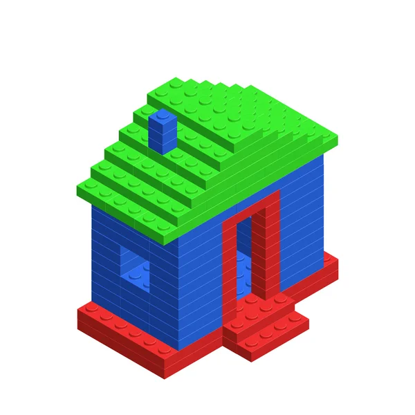 Izometrikus 3d műanyag építőipari bricks.toy műanyag ház — Stock Vector