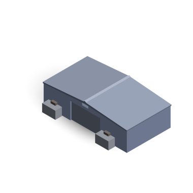 izometrik 3d hangar modeli.