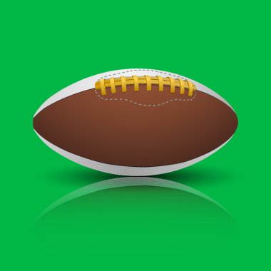 Rugby, Amerikan futbolu topu üzerinde yeşil arka plan izole.