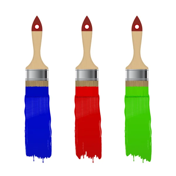 Pensel med färg färg stroke som isolerad på en vit bakgrund. Vektor illustration. — Stock vektor