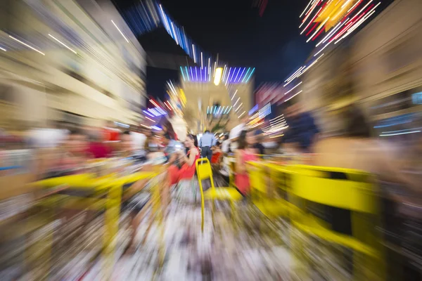 Mosta, Malta - 15 Aug. 2016: The Mosta festival at night with celebrating maltese people. — Stock Photo, Image