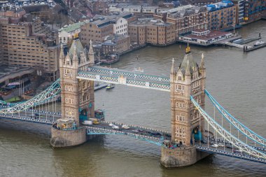 Londra, İngiltere - havadan görünümü, dünya ünlü kule Köprüsü