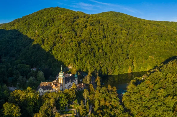 Lillafured Hungria Vista Aérea Famoso Castelo Lillafured Nas Montanhas Bukk — Fotografia de Stock