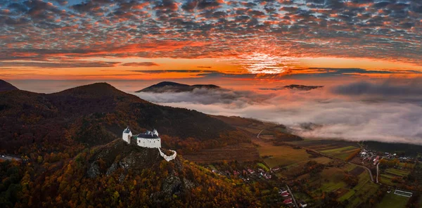 Fuzer Ungarn Luftpanorama Des Wunderschönen Schlosses Von Fuzer Mit Herrlichem — Stockfoto