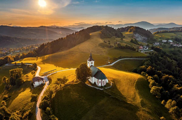 Sveti Andrej Slovenia Air Drone View Saint Andrew Church Andrej — 图库照片